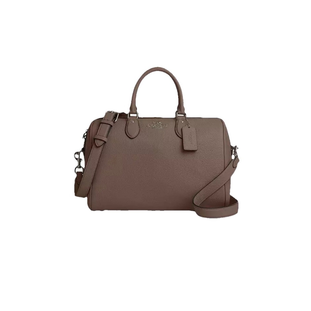 Coach Rowan Large Satchel Dark Stone Leather Bag CV960